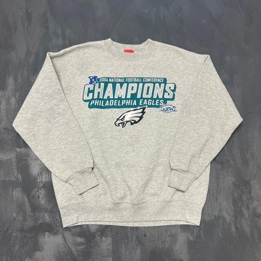 Vintage Phildelphia Eagles Sweatshirt Mens Large Gray 2004 NFL Conference Champs